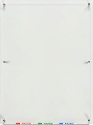 Clear Glass Dry-Erase Board with Aluminum Marker Tray. Vertically wall mounted transparent. 3' x 4' 36" x 48" 