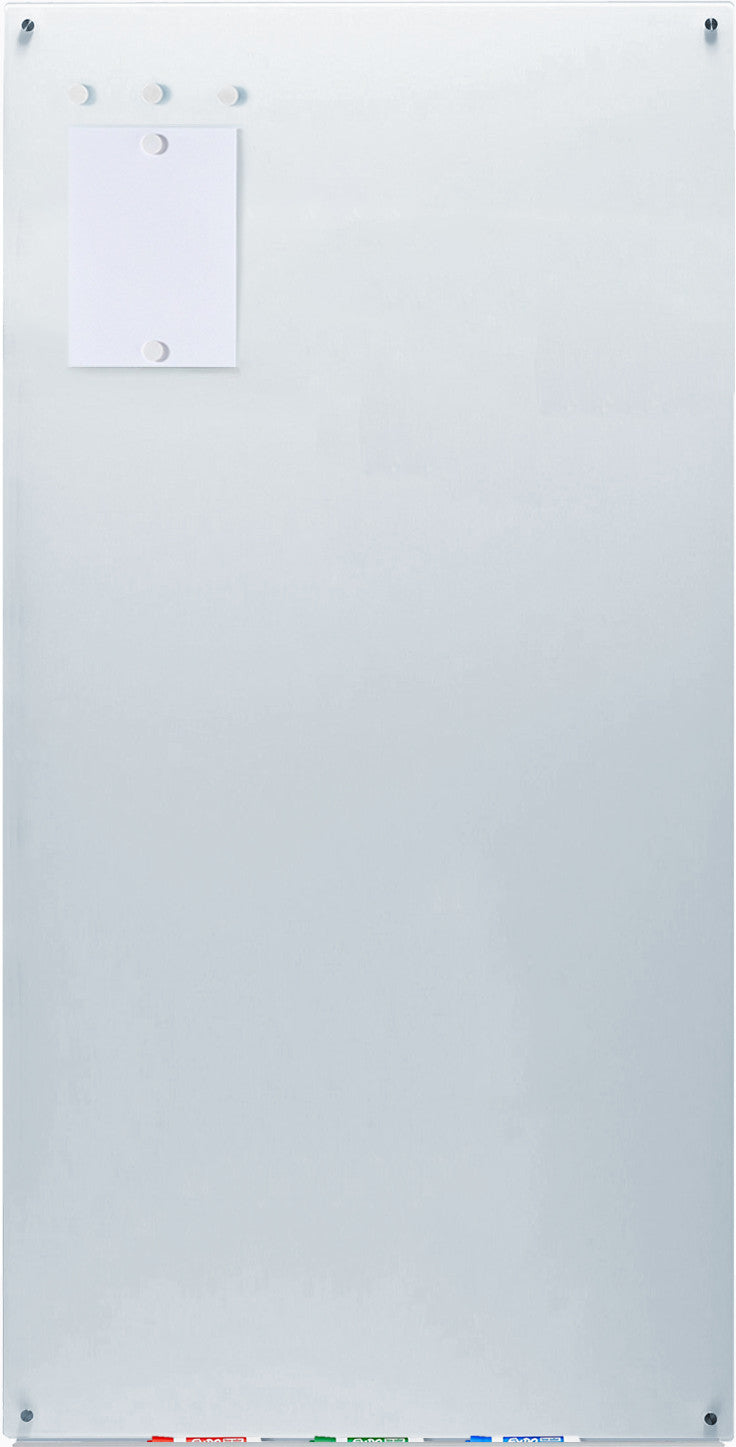Magnetic White Glass Dry-Erase Board Set - Includes Board, Magnets, and Marker Tray. 36" x 72" 3' x 6'