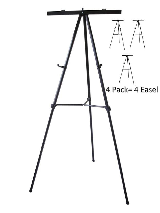 Pack of 4-Lightweight Aluminum Flip-Chart Presentation Easel, Black (4 Pack).