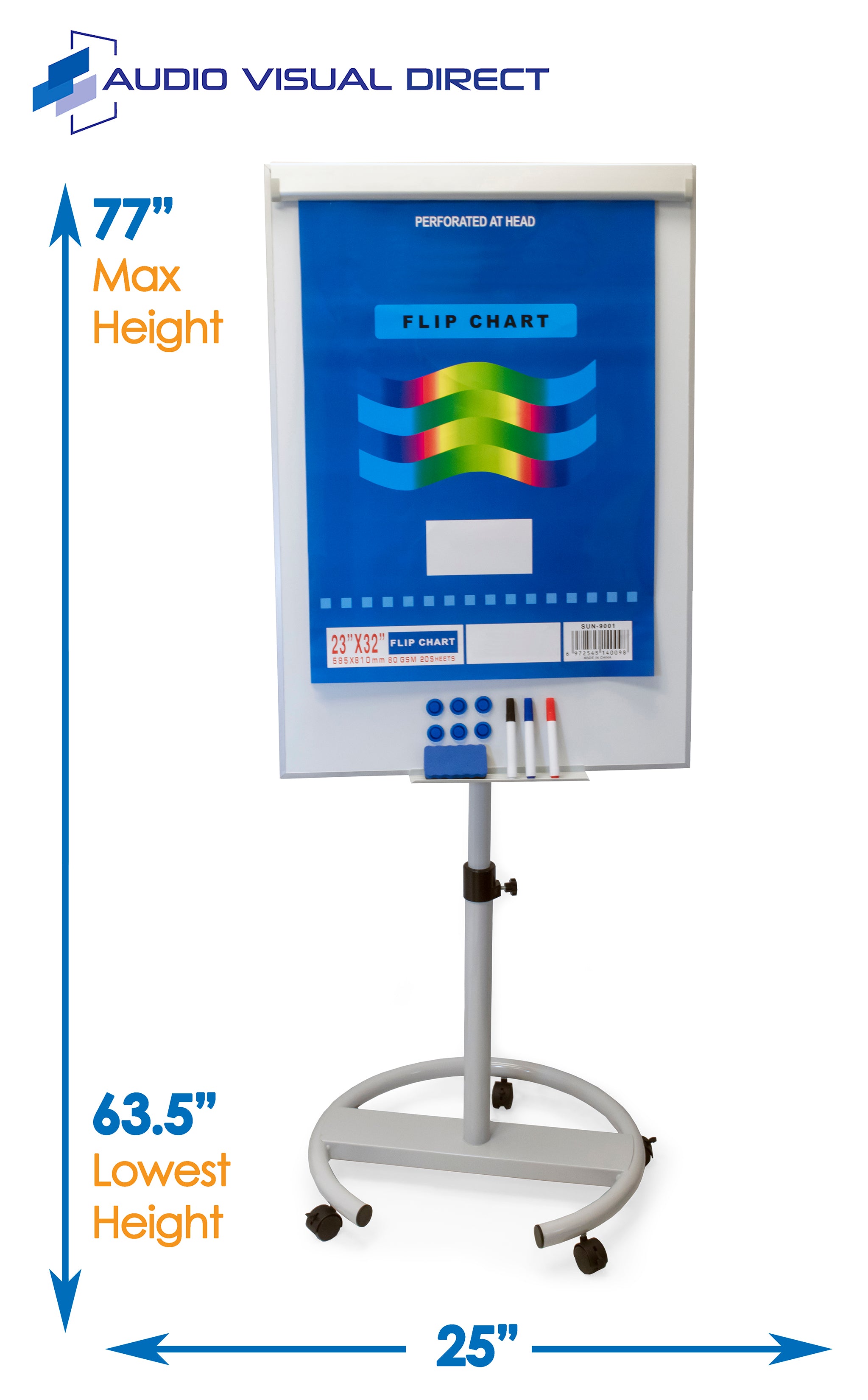 Heavy-Duty Mobile Magnetic Dry-Erase Flipchart Easel - Audio