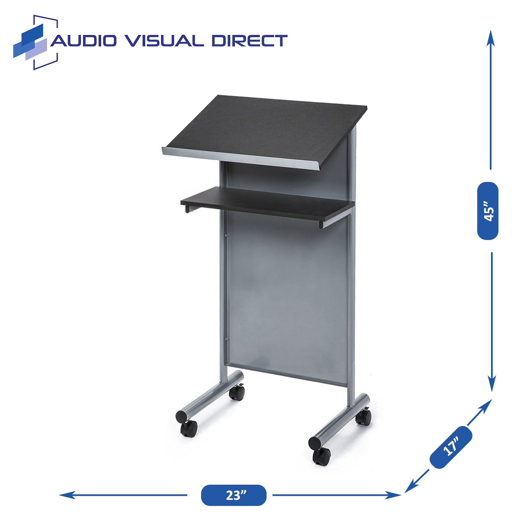 Wheeled Lectern with Storage Shelf | Portable Presentation Stand ...
