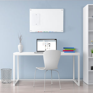 Magnetic Ultra White Glass Dry-Erase Board Set - Includes Board, Magnets, and Marker Tray