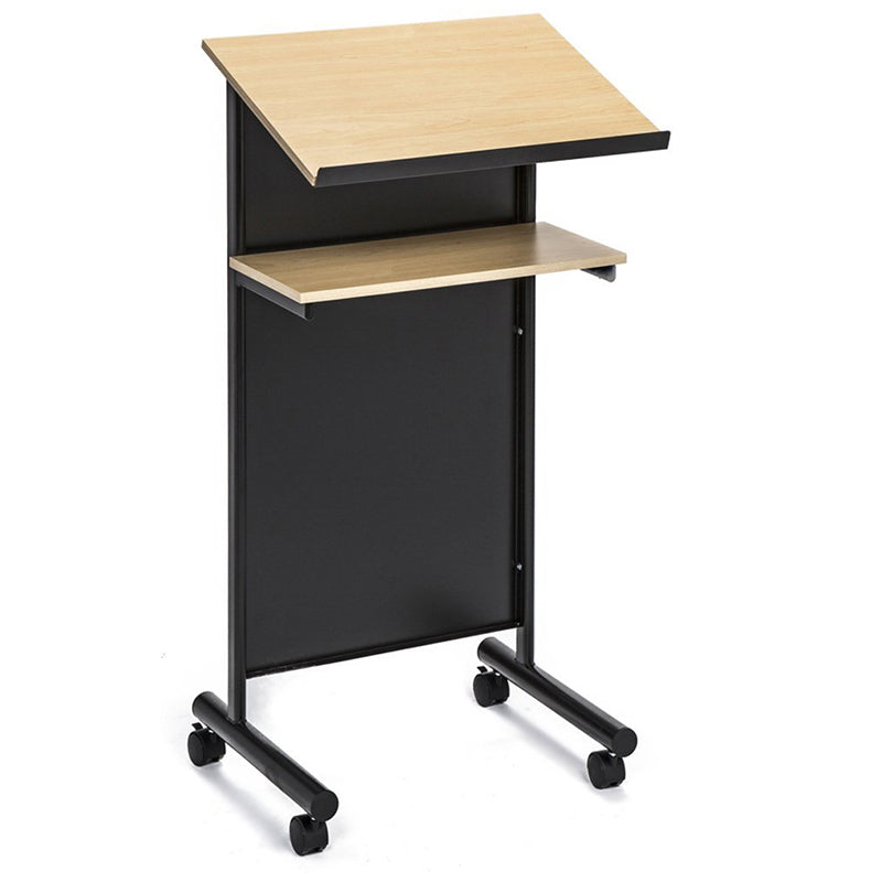 Free Standing Lectern with storage shelf on wheels. 