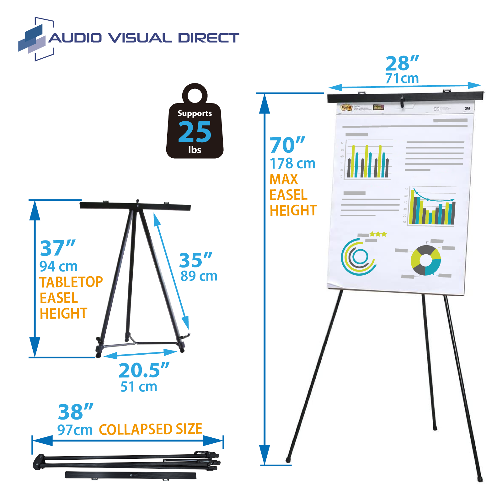 Audio-Visual Direct®  Black Sign Display Easel 70 ( 2 Pack )