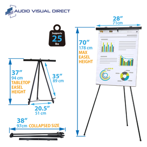 Lightweight Aluminum Flip-Chart Presentation Easel, 70 Inches, Silver