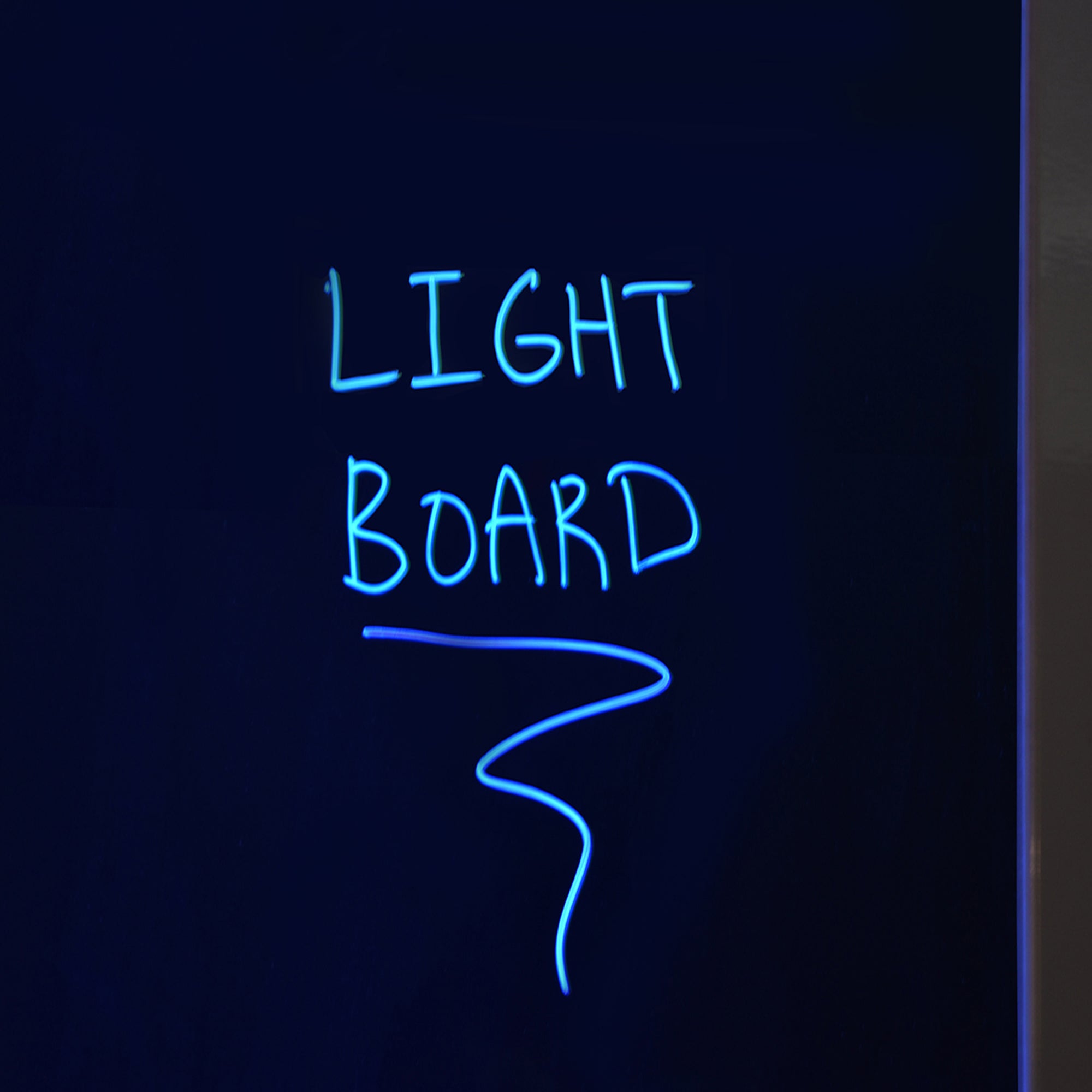 Light Board Text Example. Showing The blue Setting with writing.