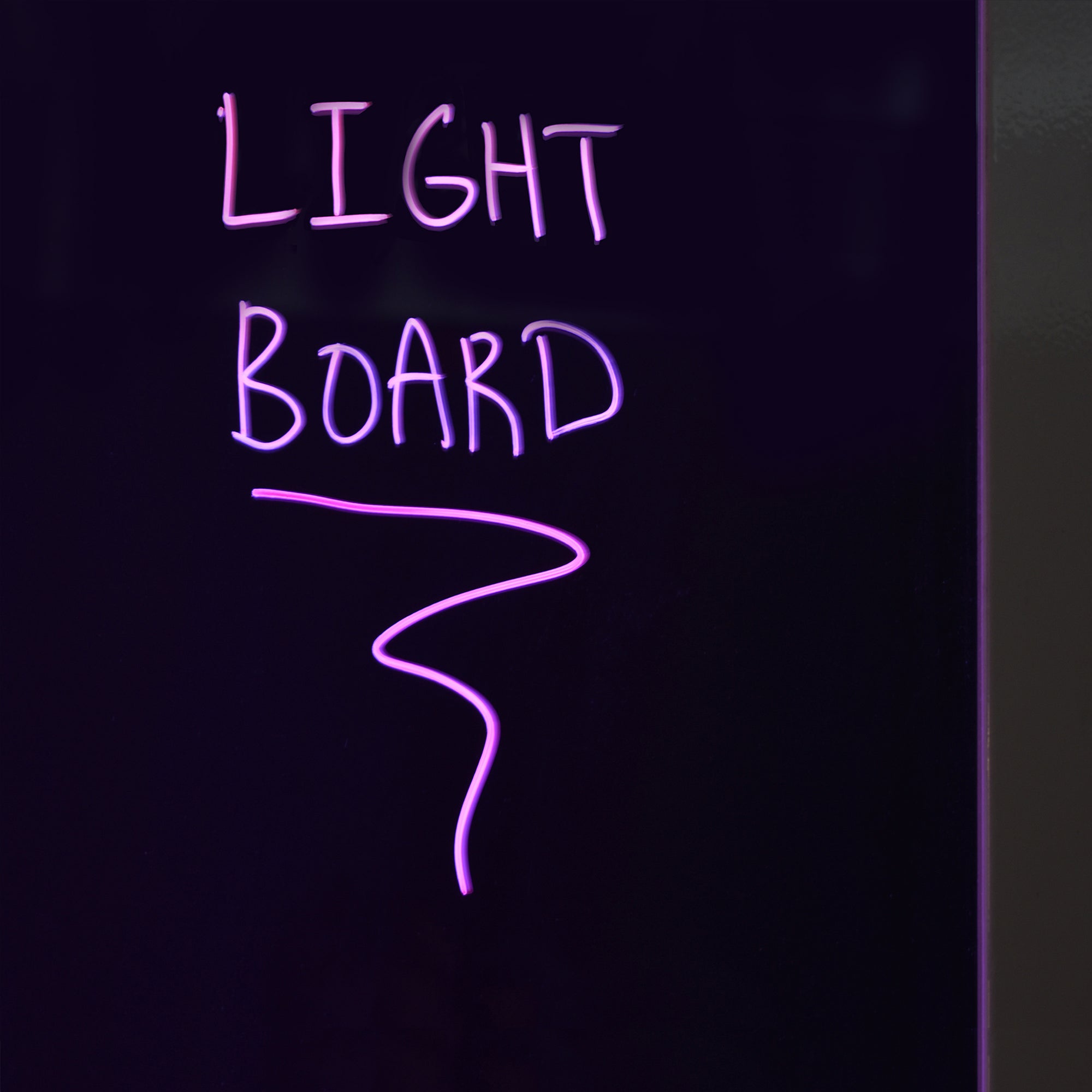 Light Board Text Example. Showing The purple Setting with writing. 