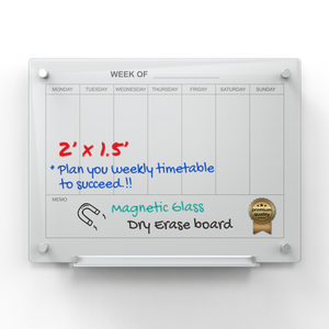 Audio-Visual Direct Magnetic White Weekly Calendar Dry- Erase Board Set.