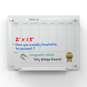 Magnetic Weekly Calendar Dry- Erase Board Set - Includes Board, Magnets, and Marker Tray