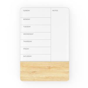 Audio-Visual Direct Wall Mounted Wood and Glass Dry Erase Board Weekly Planner. 
