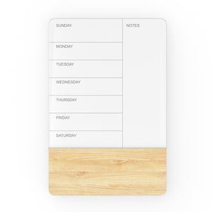 Audio-Visual Direct Wall Mounted Weekly Planner Glass & Wood Dry-Erase Board