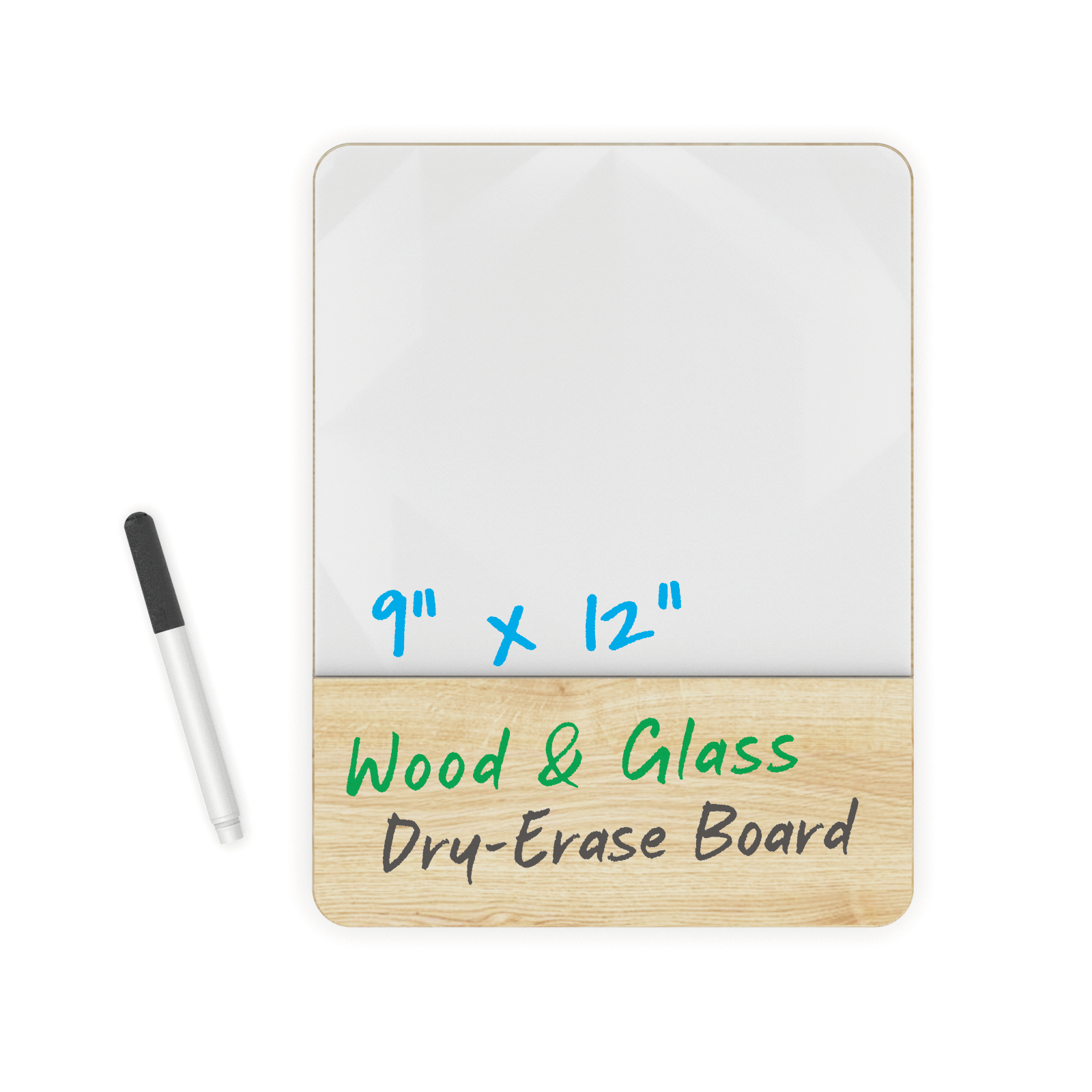 Audio-Visual Direct Wood and Glass tabletop note taking board for desktop. 
