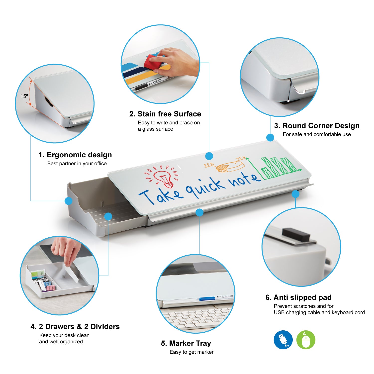 Audio-Visual Direct® | Desktop Organizer & Storage Notepad