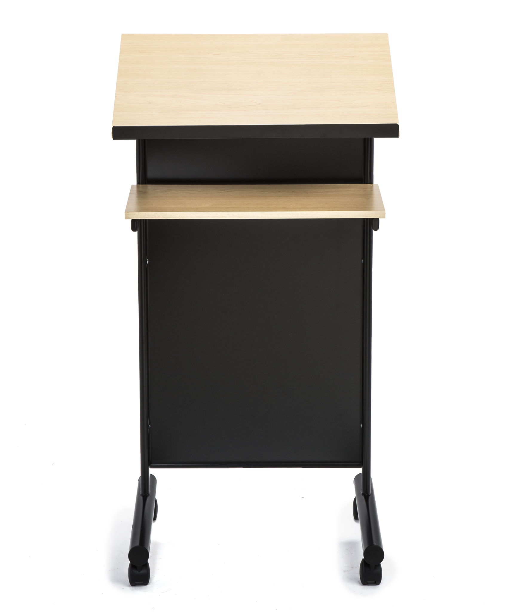 Wheeled Lectern with Storage Shelf | Portable Presentation Stand ...