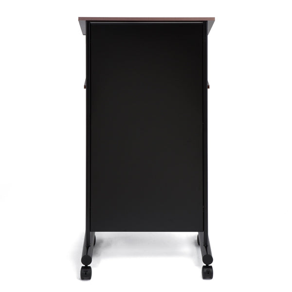 Wheeled Lectern with Storage Shelf | Portable Presentation Stand ...