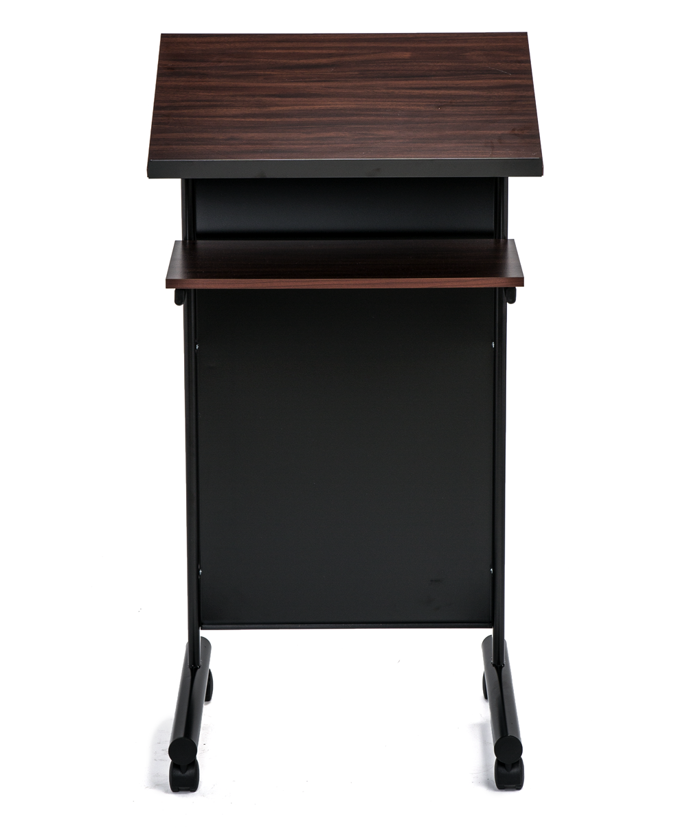 Wheeled Lectern with Storage Shelf | Portable Presentation Stand ...