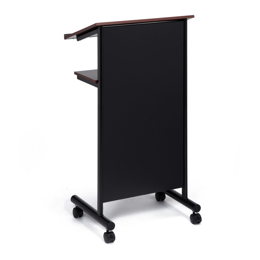 Wheeled Lectern with Storage Shelf | Portable Presentation Stand ...
