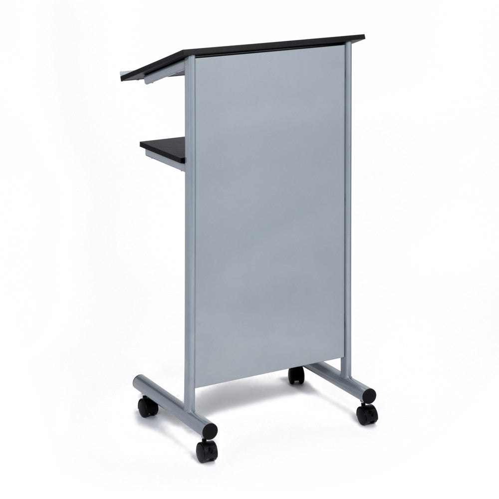 Wheeled Lectern with Storage Shelf | Portable Presentation Stand ...