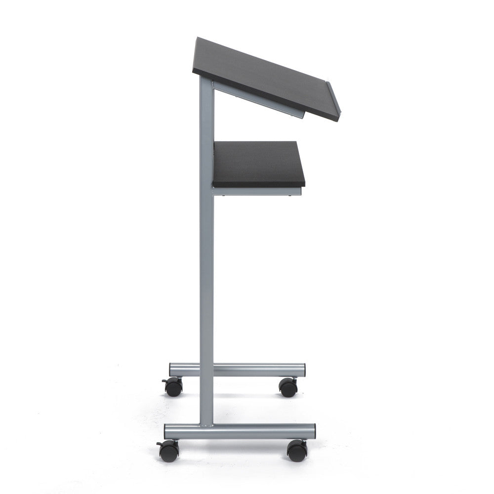 Wheeled Lectern with Storage Shelf | Portable Presentation Stand ...