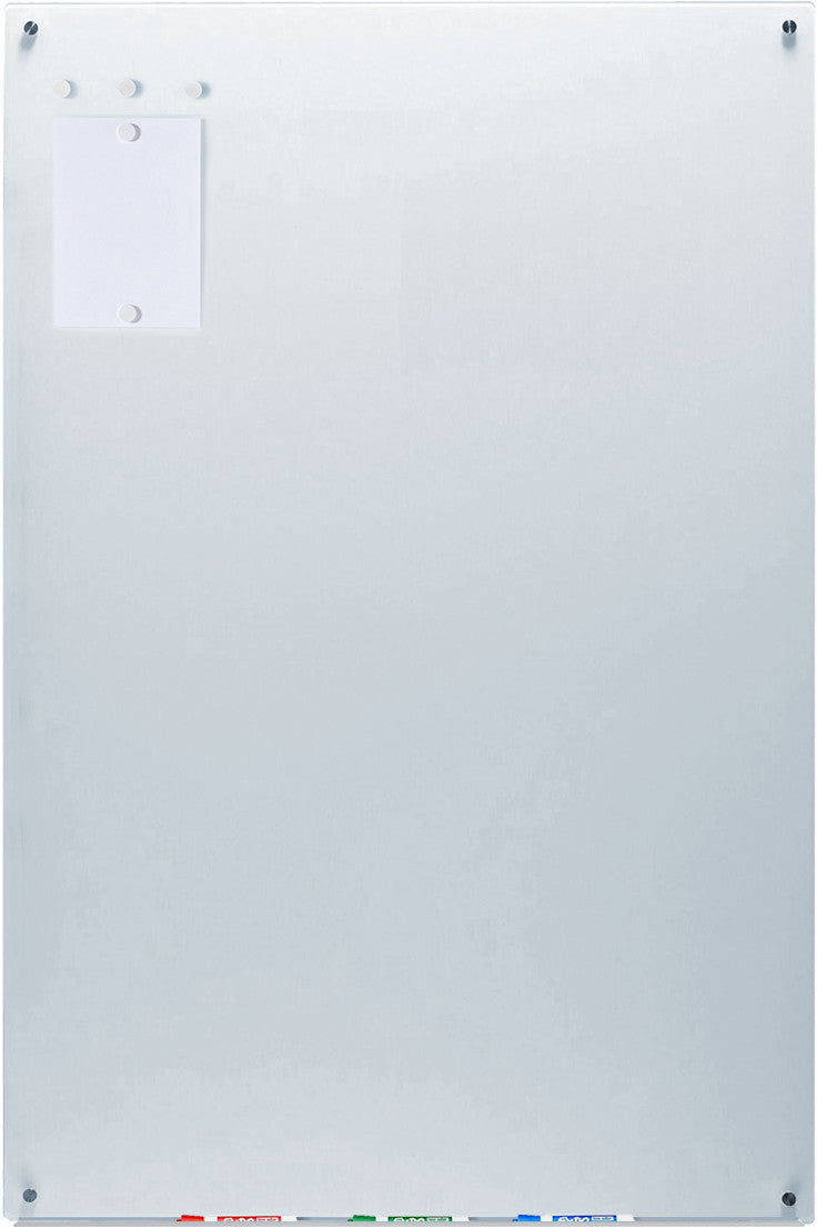 Magnetic White Glass Dry-Erase Board Set - Includes Board, Magnets, and Marker Tray. 40" x 60" 