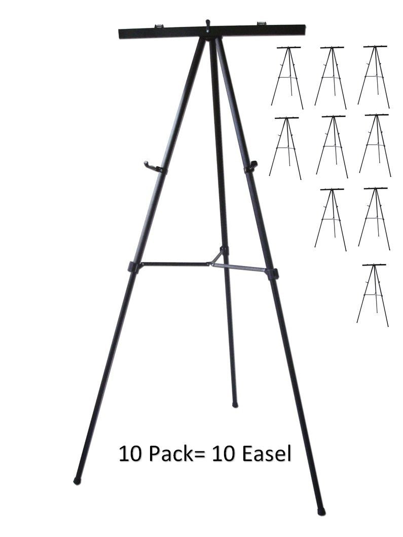 Pack of 10-Lightweight Aluminum Flip-Chart Presentation Easel, Black (10 pack).
