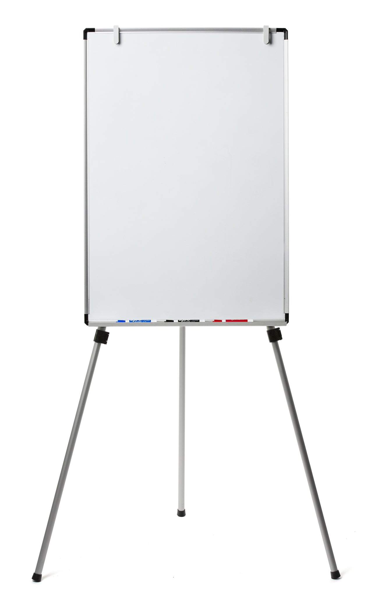 Free Standing White Board. 23" x 34". Shown fully extended with two pad holders on top of frame. 