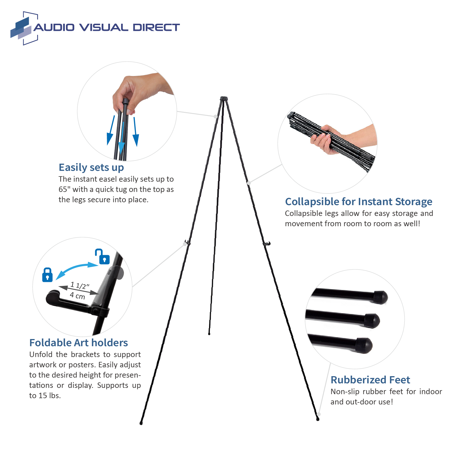 Audio Visual Direct® | Lightweight Simple Instant Easel, Black - Audio ...