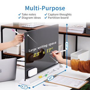 Audio-Visual Direct Glass Dry-Erase Board Divider for Desktop.
