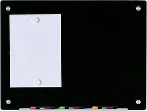 Magnetic Black Glass Dry-Erase Board Set - Includes Board, Magnets, and Marker Tray.. 18" x 24"  Includes 2 Neodymium Magnets. 