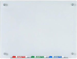 White Glass Dry-Erase Board - Includes Board and Aluminum Marker Tray