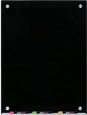 Black Glass Dry-Erase Board with Aluminum Marker Tray. Full size 45 cm x 60 cm or 18" x 24"