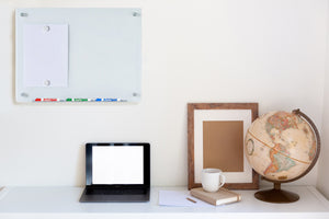 Magnetic White Glass Dry-Erase Board Set - Includes Board, Magnets, and Marker Tray