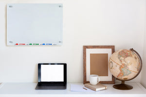 White Glass Dry-Erase Board - Includes Board and Aluminum Marker Tray