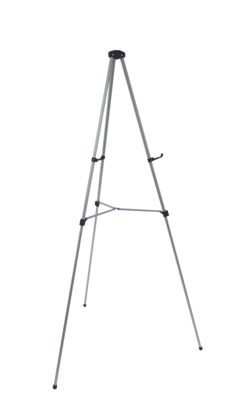 Pack of 4 Lightweight Aluminum Telescoping Display Easel, Silver (4 pack).