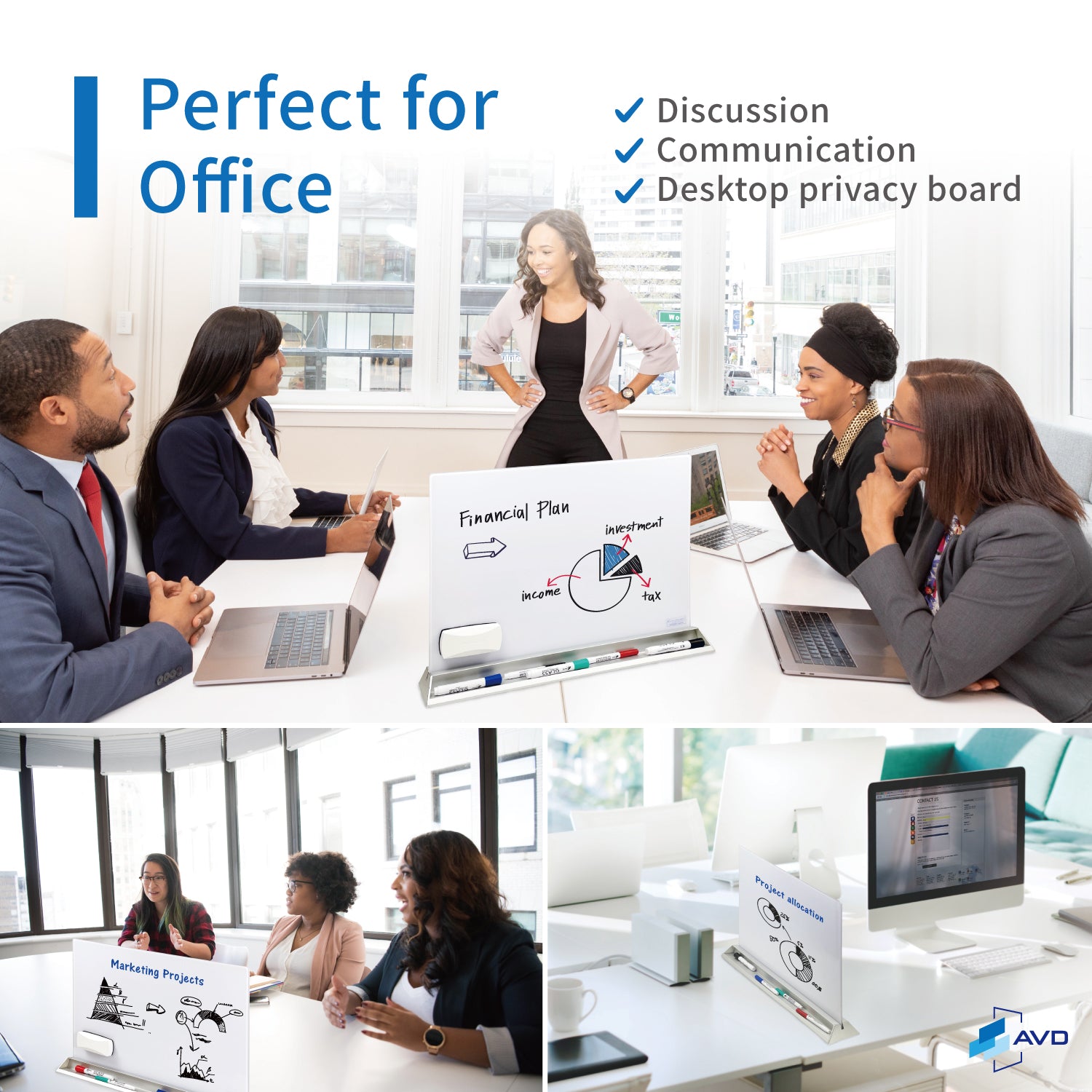 Audio-Visual Direct® | Glass Dry Erase Desktop Memo Board