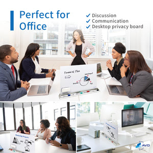 Audio-Visual Direct Glass Dry-Erase Board Divider for Desktop.