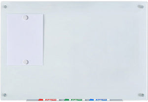 Magnetic White Glass Dry-Erase Board Set - Includes Board, Magnets, and Marker Tray. 2' x 3' 24" x 36" 