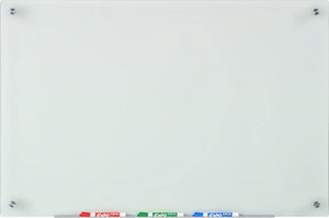 Frosted Glass Dry-Erase Board with Aluminum Marker Tray (Non-Magnetic). 24" x 36" wall mounted tempered glass board 