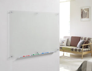 Frosted Glass Dry-Erase Board with Aluminum Marker Tray (Non-Magnetic). Home Office Décor. 