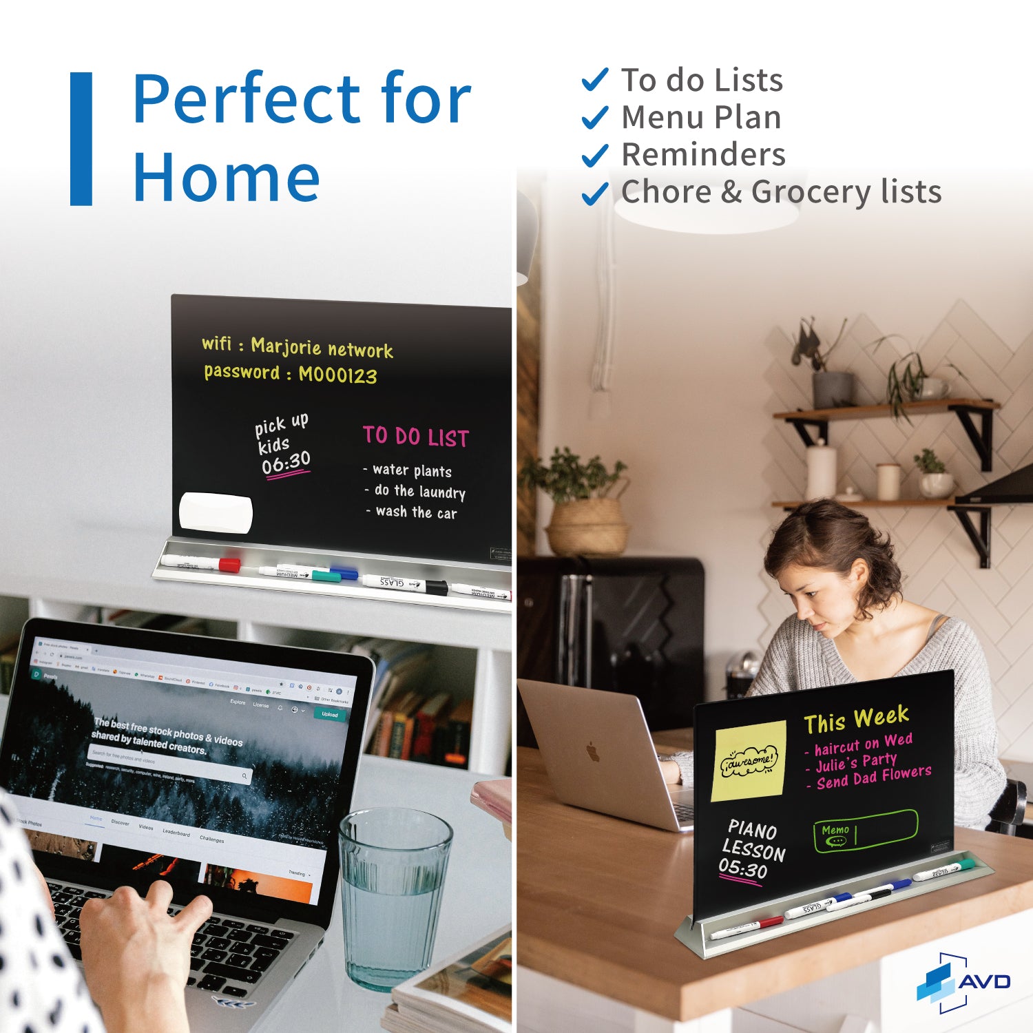 Audio-Visual Direct® | Glass Dry Erase Desktop Memo Board