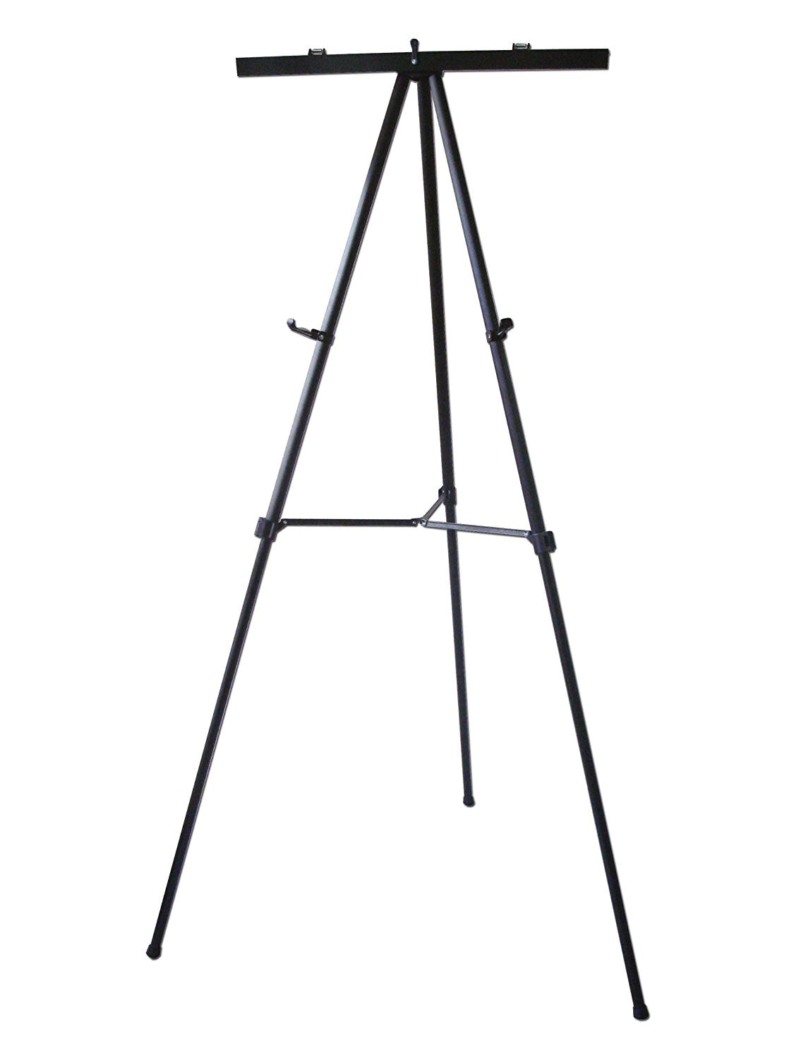 Lightweight Aluminum Flip-Chart Presentation Easel, 70 Inches, Black. Made of strong, lightweight aluminum, with a satin anodized finish. Shown with easel pad holder.