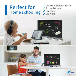 Audio-Visual Direct Glass Dry-Erase Board Divider for Desktop.