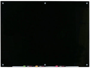 Magnetic Black Glass Dry-Erase Board Set - Includes Board, Magnets, and Marker Tray. 36" x 48" wall mounted black board .