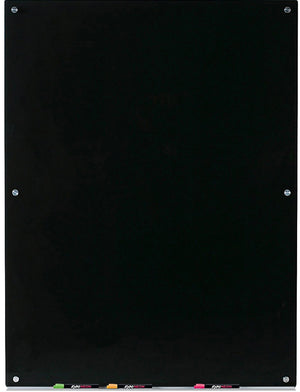 Black Glass Dry-Erase Board with Aluminum Marker Tray.