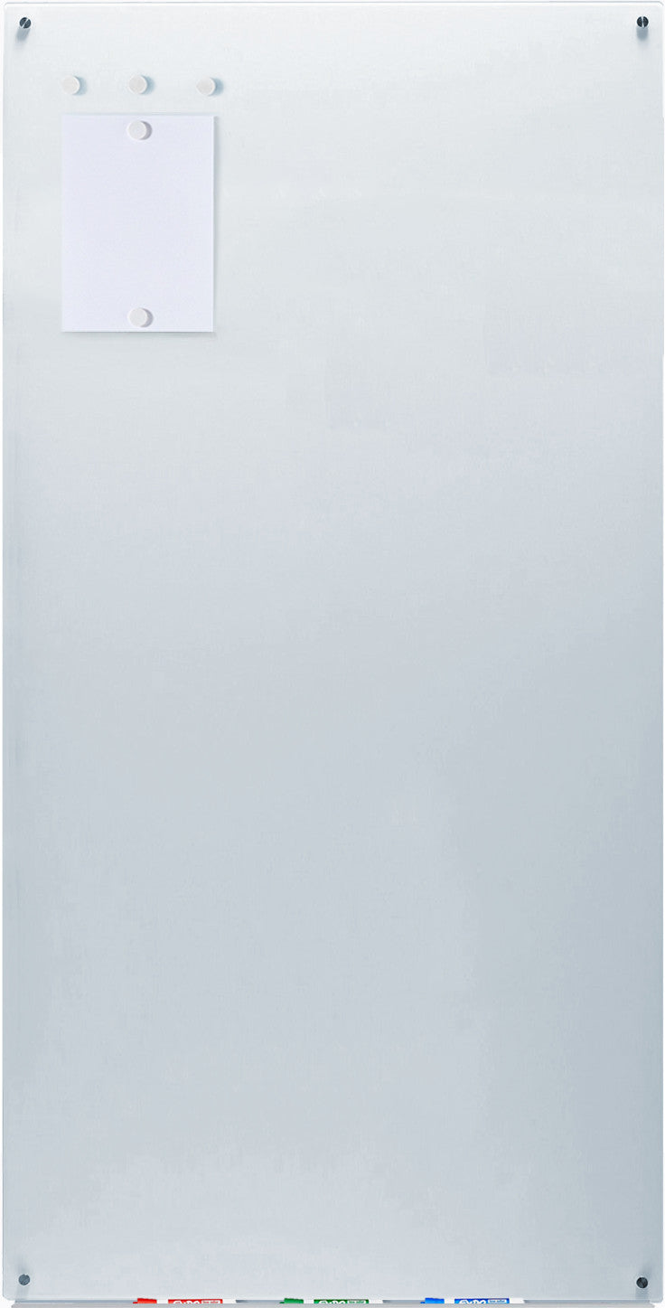 Magnetic White Glass Dry-Erase Board Set - Includes Board, Magnets, and Marker Tray. 36" x 72" 3' x 6'