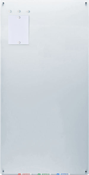 Magnetic White Glass Dry-Erase Board Set - Includes Board, Magnets, and Marker Tray. 36" x 72" 3' x 6'