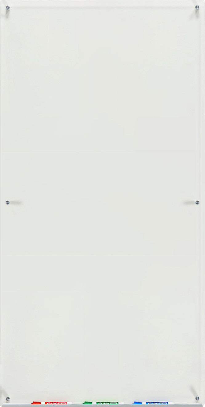 Clear Glass Dry-Erase Board with Aluminum Marker Tray. 36" x 72" 6' x 3'