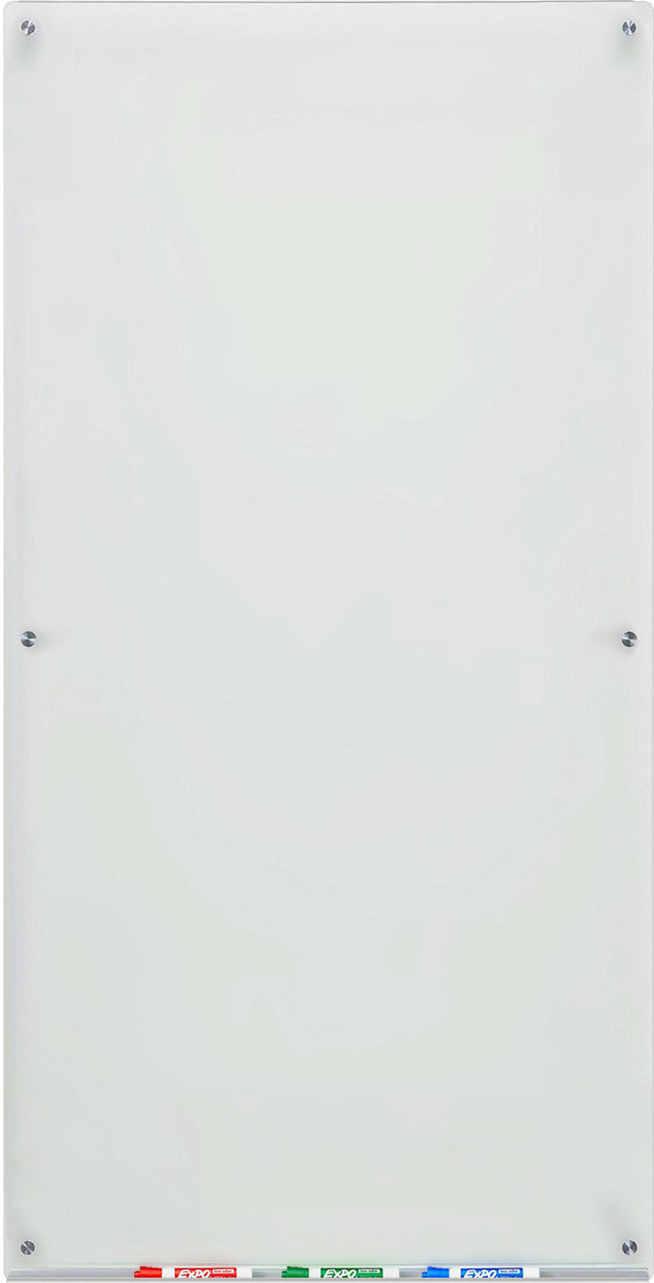 Frosted Glass Dry-Erase Board with Aluminum Marker Tray (Non-Magnetic).