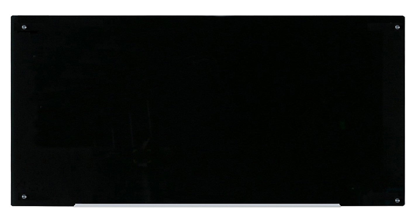 Magnetic Black Glass Dry-Erase Board Set - Includes Board, Magnets, and Marker Tray. 36" x 72" Wall Mounted 