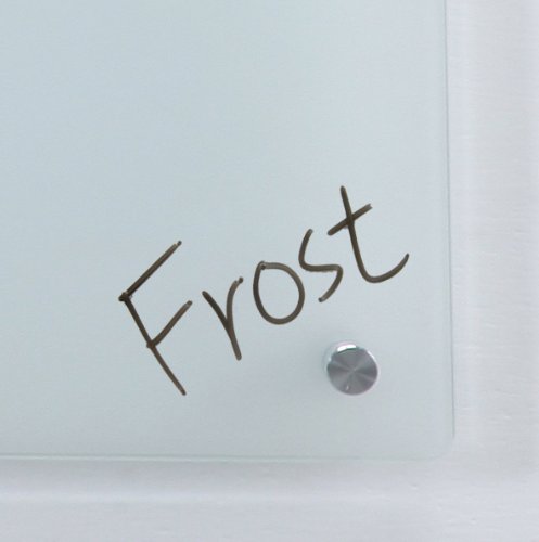 Frosted Glass Dry-Erase Board with Aluminum Marker Tray (Non-Magnetic). Wall Mounted in a Office setting during a presentation. 